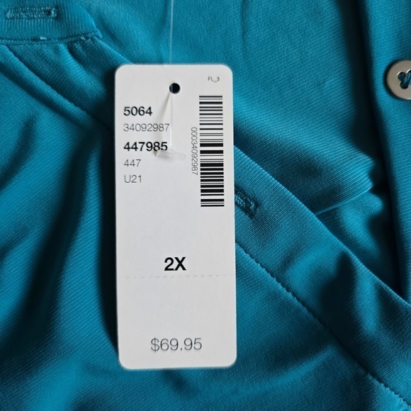 NWT Penningtons Women's Teal Blue Sleeveless Button Front Shirtdress 2X - Picture 7 of 15